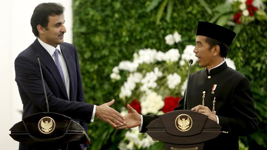 أمير قطر ورئيس إندونيسيا يبحثان تعزيز العلاقات والمستجدات الدولية
