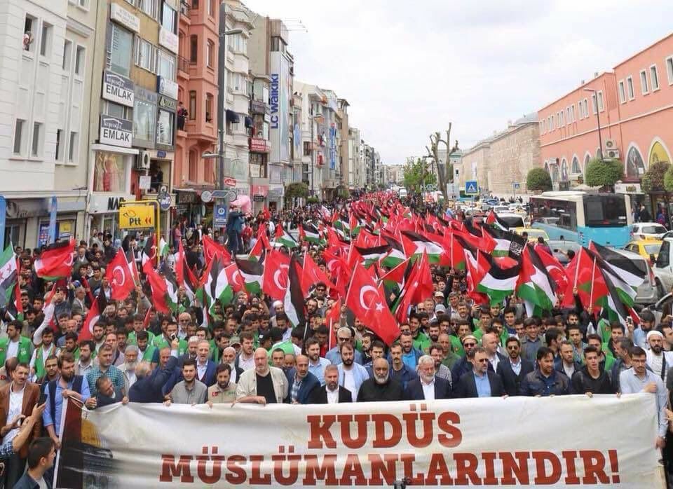 الأتراك والعرب يتظاهرون معا في إسطنبول دعما لـ "مسيرات العودة"