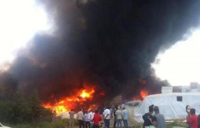 حريق هائل في مخيم للاجئين السوريين شرقي لبنان وأنباء عن ضحايا